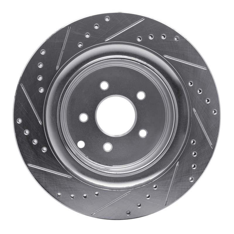 Infiniti Q70 Brake Rotor (1) - Rear Right - R1 Concepts - Drilled & Slotted - Silver - `09-`24